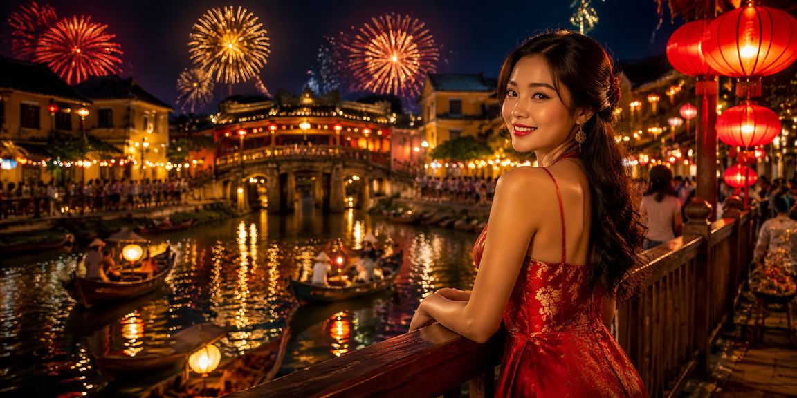 Người dùng tìm hiểu cá cược tại chợ đêm Hội An – không khí lễ hội và điện thoại trên tay